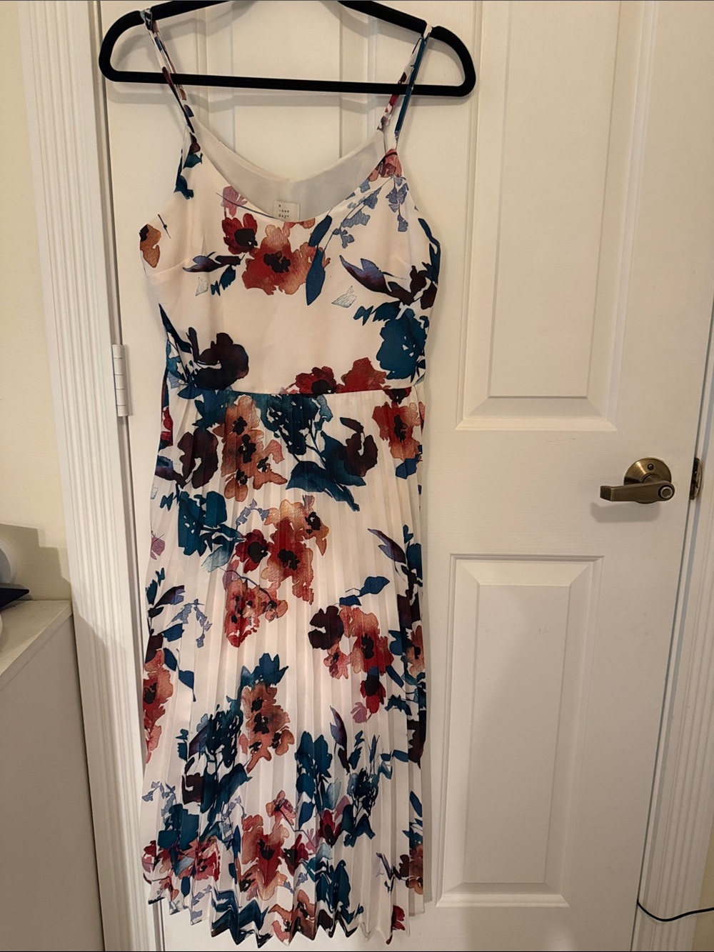 a new day White Floral Midi Dress with Teal & Rust Accents